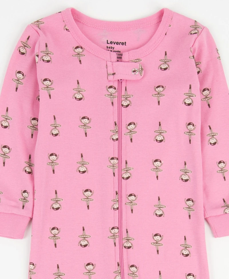 Leveret Toddler Girls Matching Family One-Piece Cotton Sleep 'n Play Footed Pajamas - Cute and Playful Prints