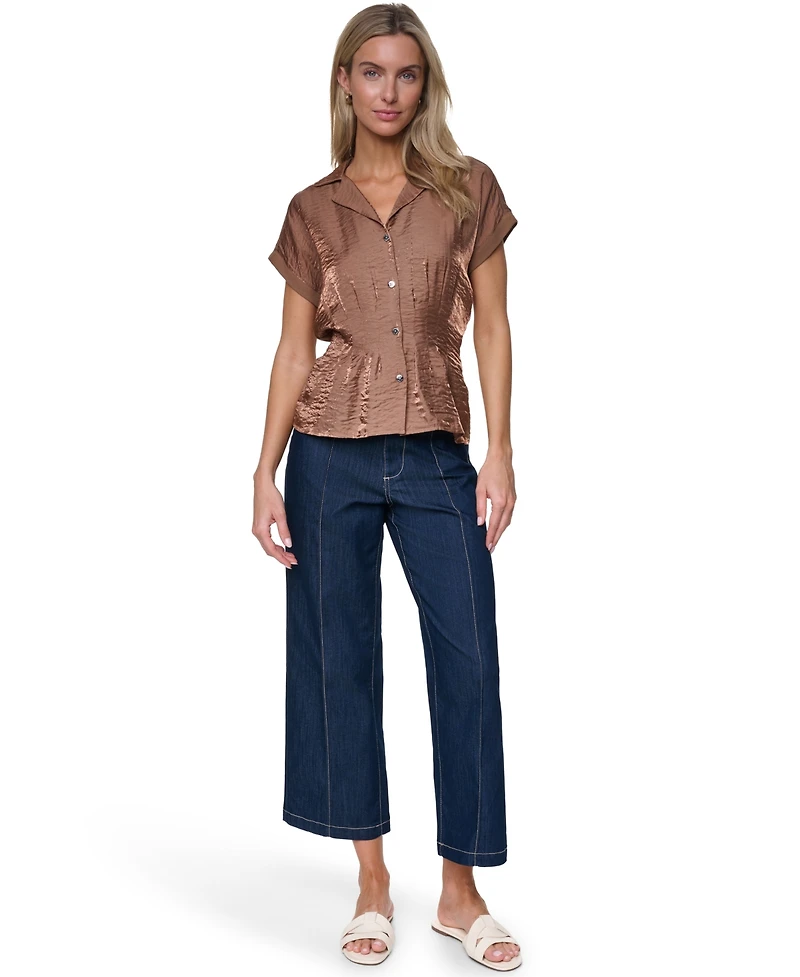 Nautica Women's Short-Sleeve Pleated Shirt