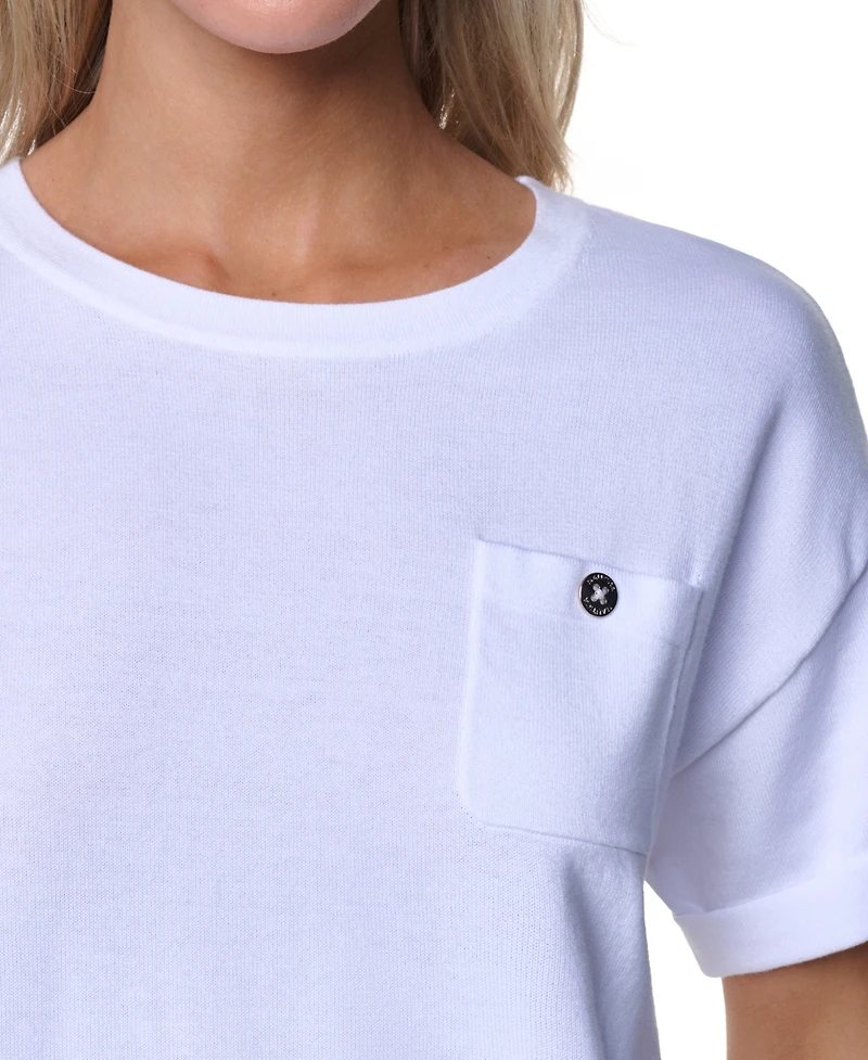 Nautica Women's Cotton Crewneck Short-Sleeve Sweater