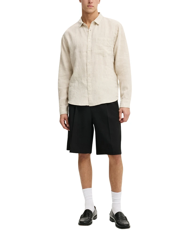 Cotton On Men's Relaxed Linen Long-Sleeve Shirt