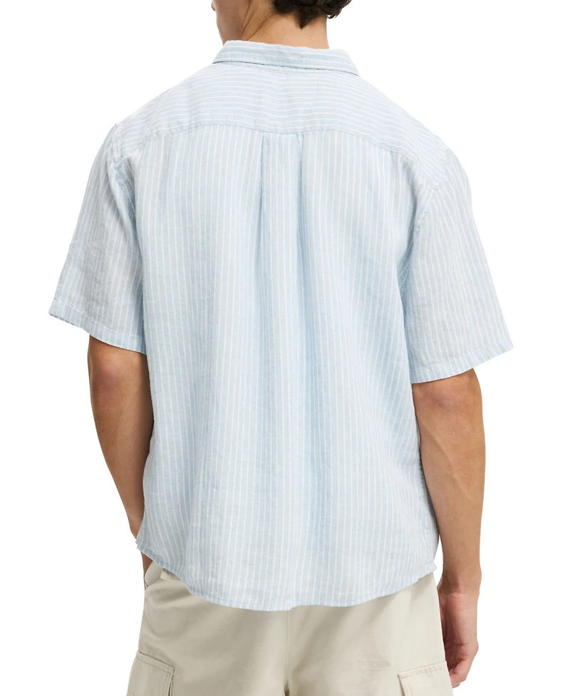 Cotton On Men's Relaxed Linen Short-Sleeve Shirt