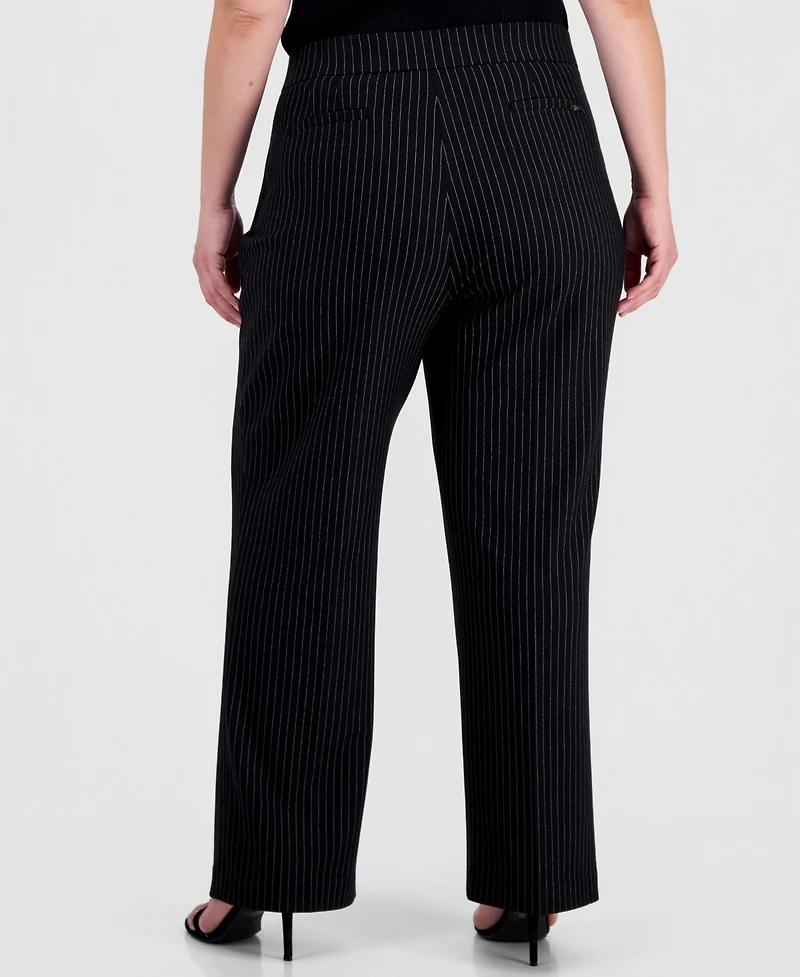 Anne Klein Plus Pinstriped Pull-On Pants