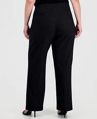 Anne Klein Plus Pinstriped Pull-On Pants
