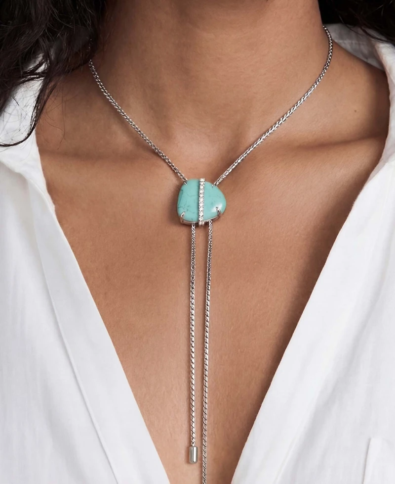 Ettika Silver-Tone Turquoise Solstice Bolo Necklace