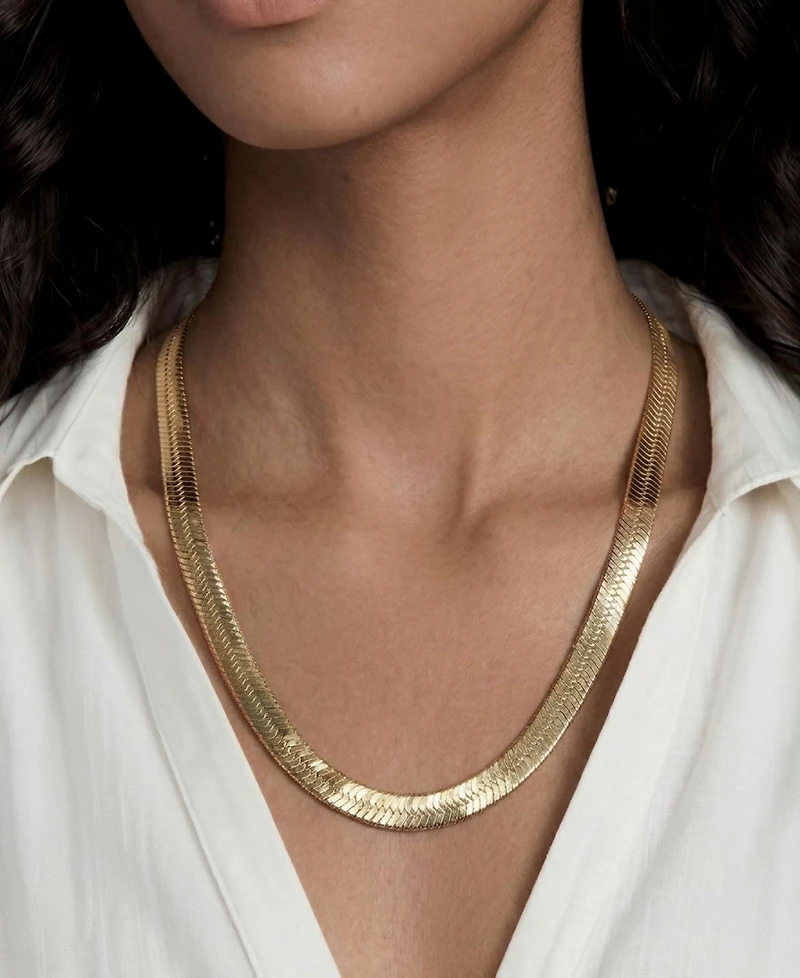 Ettika Snake Smooth Herringbone Chain 18k Gold-Plated Necklace