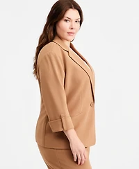 Anne Klein Essentials Plus Roll-Tab-Sleeve One-Button Blazer