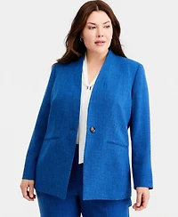 Kasper Plus Collarless One-Button Blazer