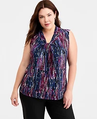 Kasper Plus Printed Sleeveless Top