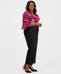Kasper Plus High-Rise Slim-Leg Pants