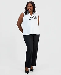 Kasper Plus Sleeveless Tie-Neck Top