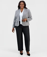 Kasper Plus Cutout-Collar Kiss-Front Blazer