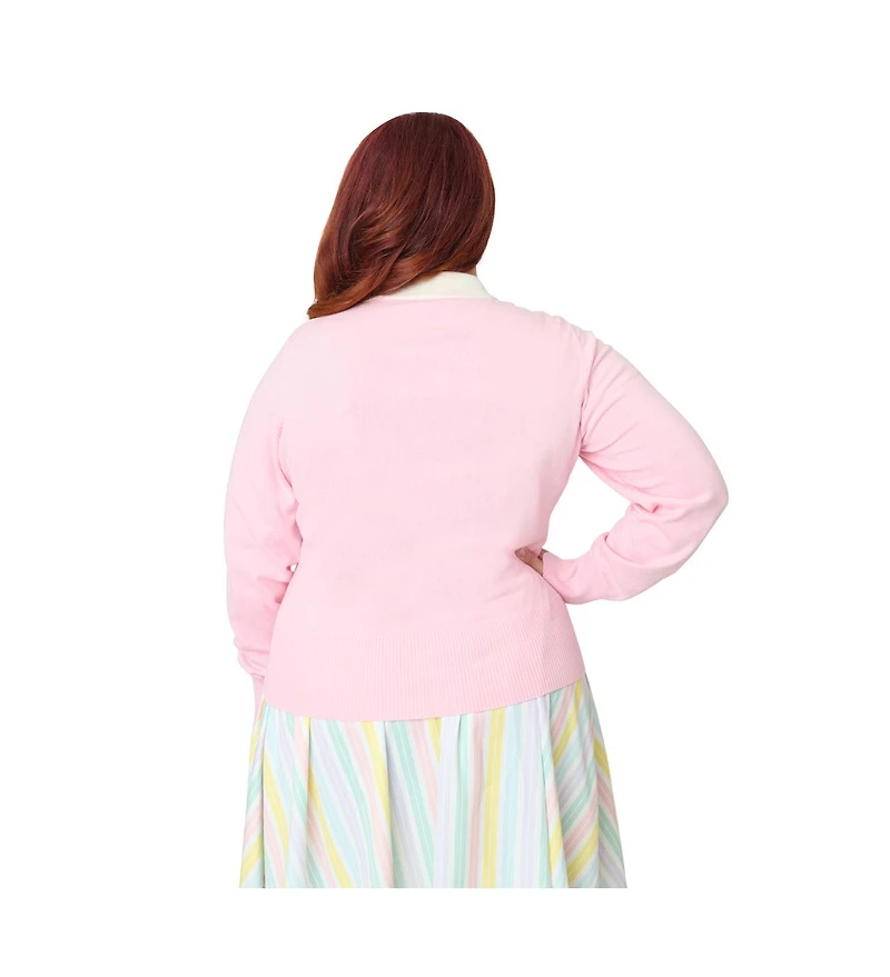 Unique Vintage Plus Collared Knit Cardigan
