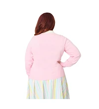 Unique Vintage Plus Collared Knit Cardigan