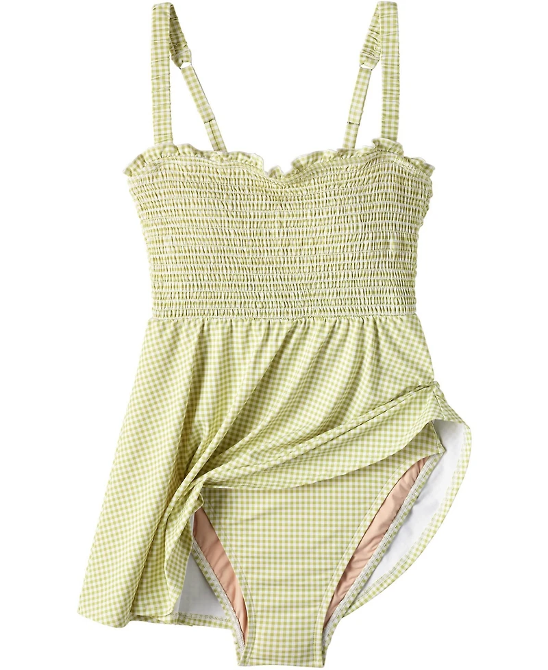 Lands' End Women's Square Neck Smocked Mini Swim Dress