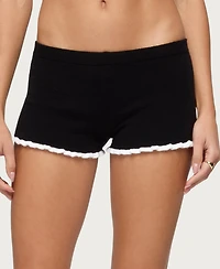Edikted Women's Saffra Contrast Ruffle Knit Shorts
