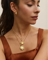 Ottoman Hands Lapis Moon Rotating Pendant Necklace