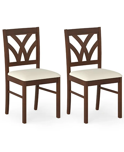 Slickblue Wooden Dining Chairs Set of 2 with Padded Seat and Hollow Back
