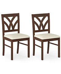 Slickblue Wooden Dining Chairs Set of 2 with Padded Seat and Hollow Back