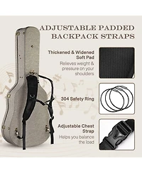 Yescom Acoustic Guitar Hard Case with Folding Stand Backpack Strap and Folding Stand Fits 40" 41" Dreadnought 2026 Exclusive Edition Rococo GainsBoro
