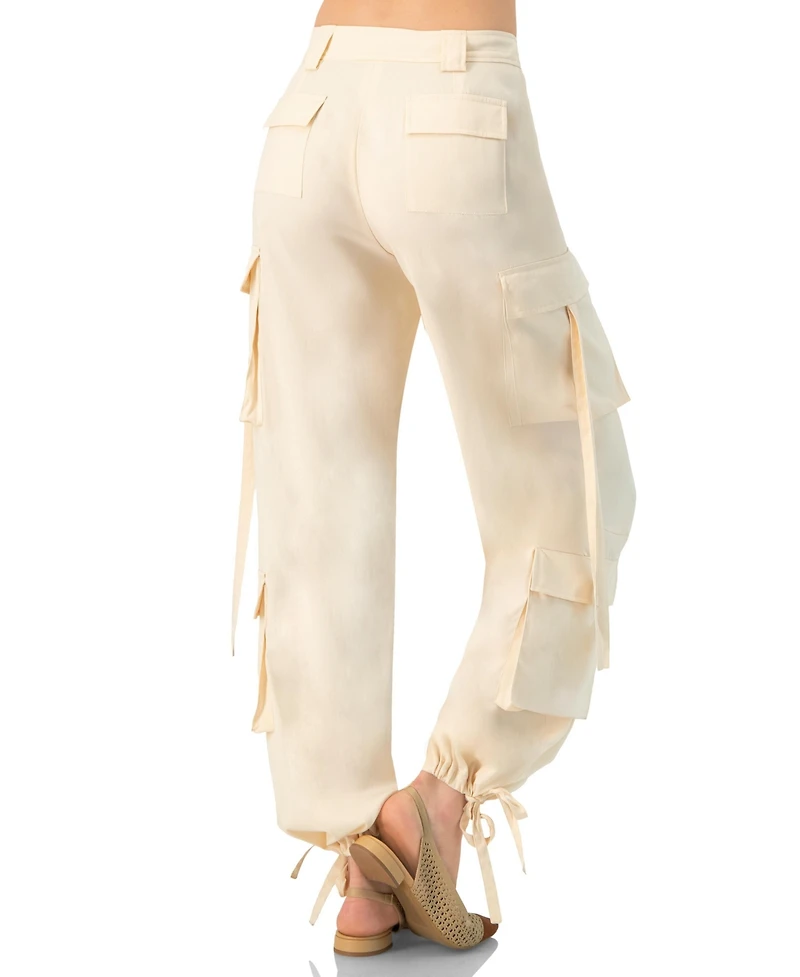 Ivonne Women's Solid Cargo Pants with Straps
