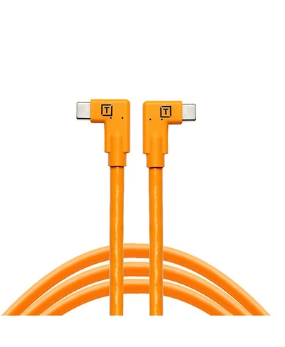 Tether Tools TetherPro 15' Usb-c Right-Angle to Usb-c Right-Angle Cable, High Visibility Orange