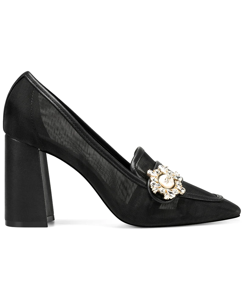 Karl Lagerfeld Paris Women's Savannah Mesh High Block Heel Pumps