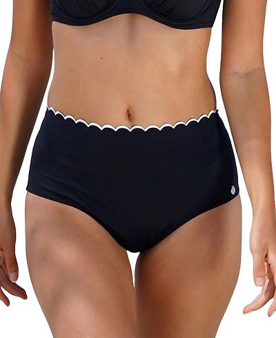 Lascana Women's Scalloped High Waisted Bikini Swimsuit Bottom