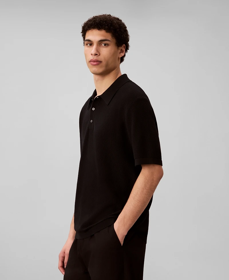 Calvin Klein Men's Textured Cotton Short-Sleeve Polo Shirt