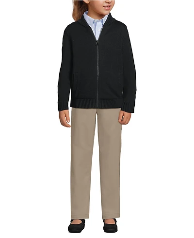 Lands' End Girls School Uniform Legacy Full Zip Cardigan