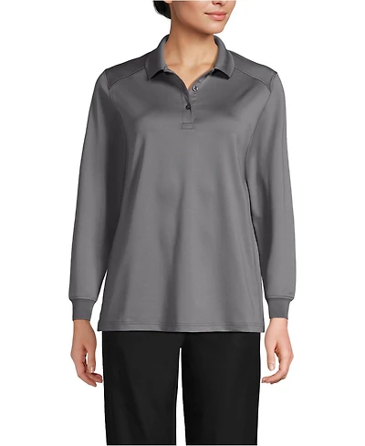 Lands' End School Uniform Women's Long Sleeve Rapid Dry Polo Shirt