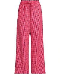 Lands' End Women's Seersucker High Rise Drawstring Wide Leg Pants