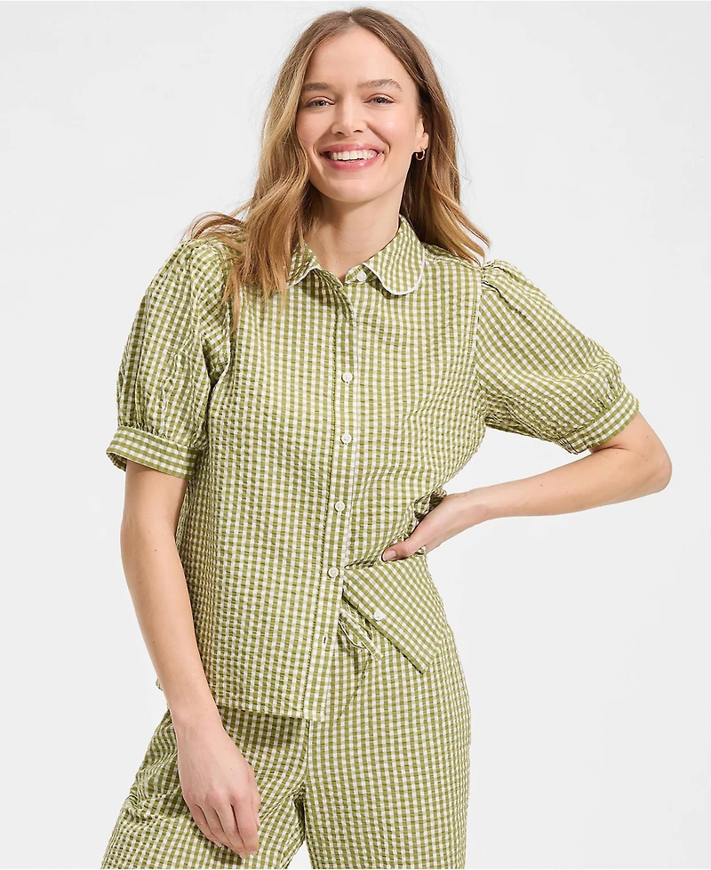 Lands' End Women's Seersucker Peter Pan Collar Shirt