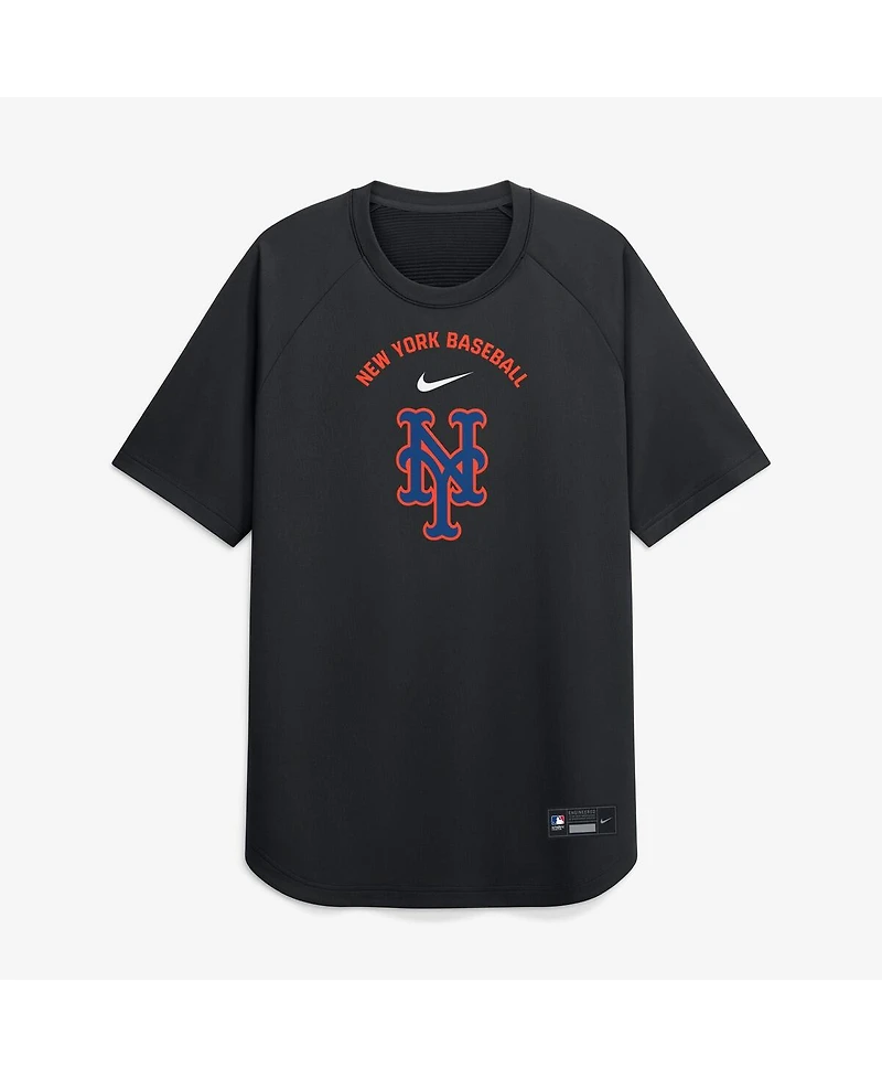 Nike Men's Black New York Mets Authentic Collection Batting Practice Pre-Game Raglan Dri-fit T-Shirt