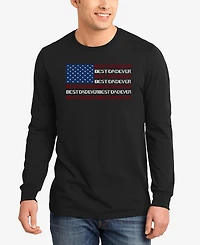 La Pop Art Men's Best Dad Ever American Flag Word Long-Sleeve T-Shirt