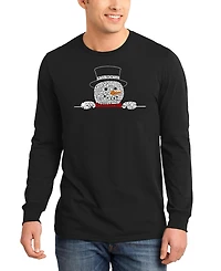 La Pop Art Men's Peeking Snowman Word Long-Sleeve T-Shirt