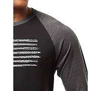La Pop Art Men's One Nation Under God American Flag Cross Raglan Baseball Word T-Shirt