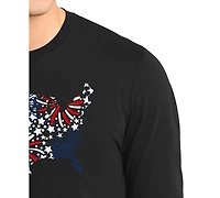 La Pop Art Men's Usa Fireworks and Stars Word Long-Sleeve T-Shirt