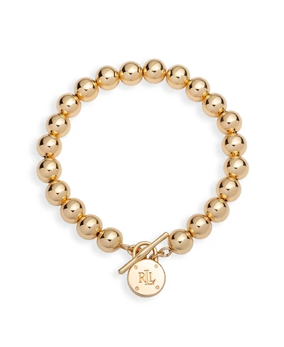 Lauren Ralph Lauren Gold-Tone Logo Beaded Bracelet