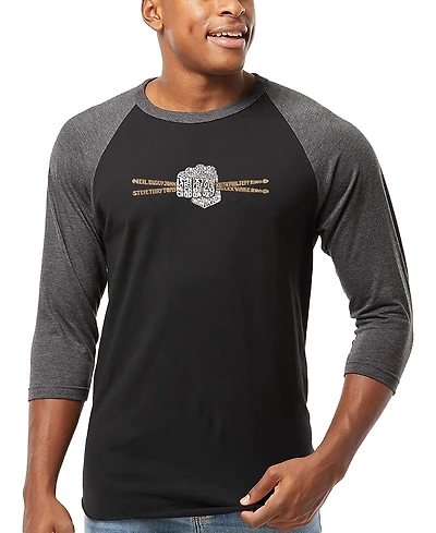 La Pop Art Men's Drumsticks Word Raglan-Sleeve T-Shirt