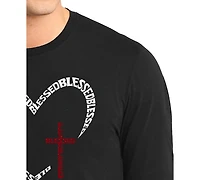 La Pop Art Men's Blessed Heart Cross Word Long-Sleeve T-Shirt
