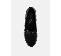 London Rag Womens Gonia Studded Faux Leather Loafers