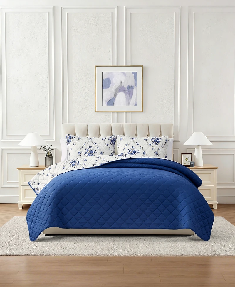 Chelsea Loft Pinsonic Floral Reversible 3-Pc. Quilt Set, King