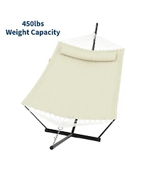 gaomon Portable Double Hammock with Stand for Outdoor Patio, Garden, Beach, Backyard