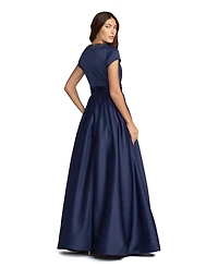 Mac Duggal Women's Embellished Satin Cap Sleeve Gown With Pockets
