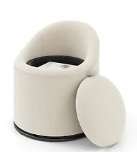 Slickblue 360degree(s) Swivel Upholstered Barrel Chair with Hidden Storage for Vanity and Makeup