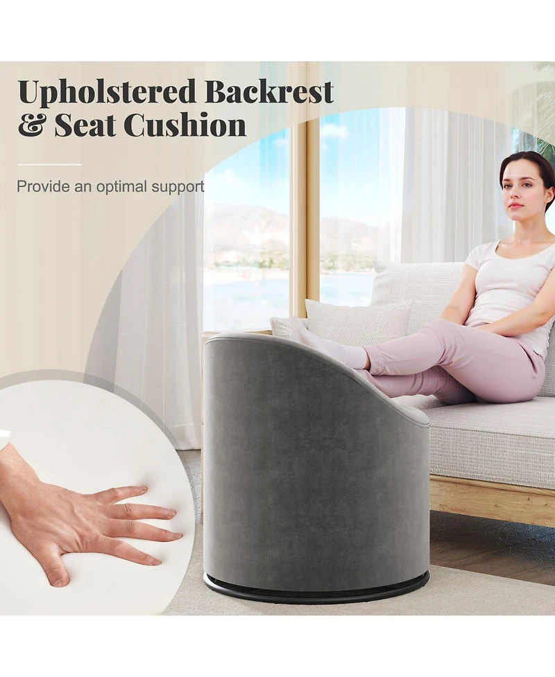 Slickblue 360degree(s) Swivel Upholstered Barrel Chair with Hidden Storage for Vanity and Makeup