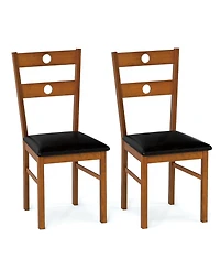 Slickblue Kitchen Dining Chairs Set of 2 Wood Armless Hollow Back Design