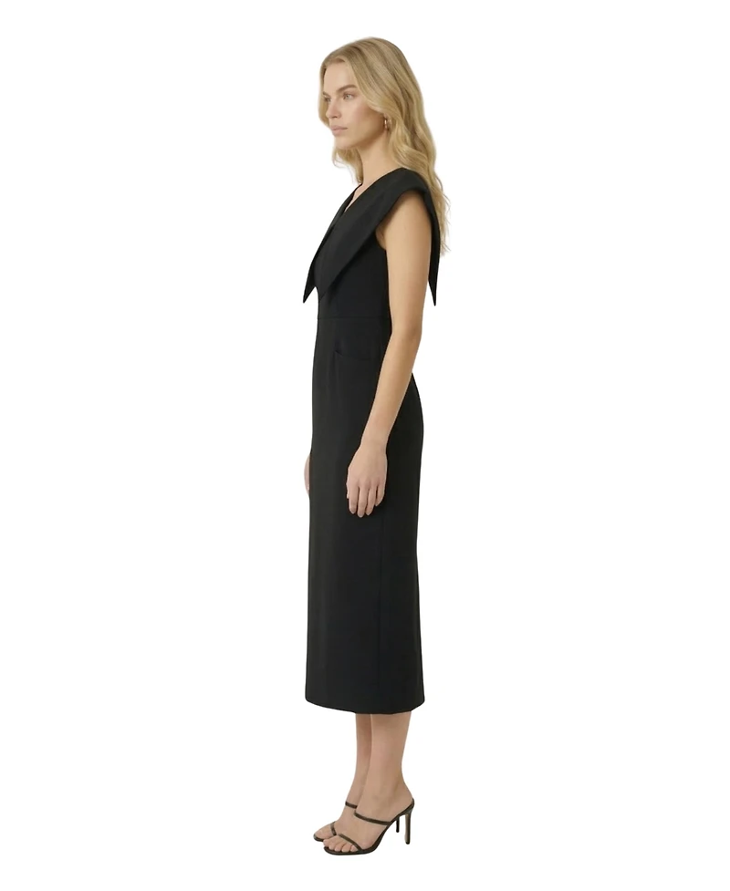 Modenaire Women's Wide Collar Midi Sheath Dress