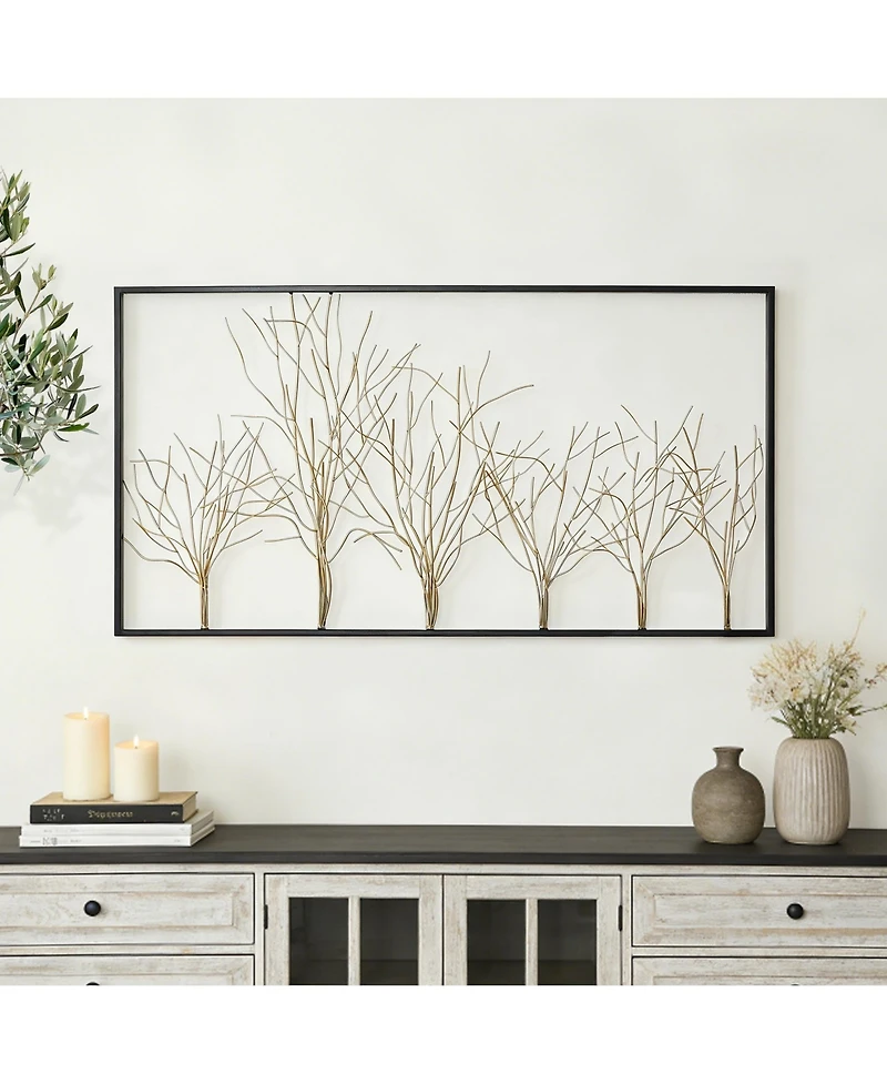 LuxenHome Oversized Metal Tree Wall Sculpture, Minimalist Iron Artwork, 40" Wide