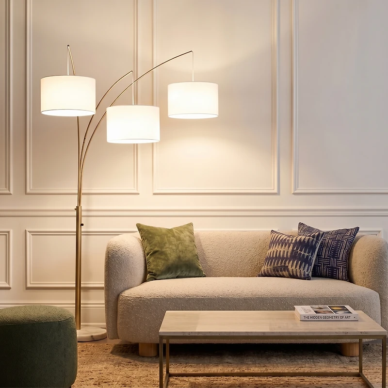 Trilage 84" Led Contemporary Arc Floor Lamp with Marble Base, Bulbs Included